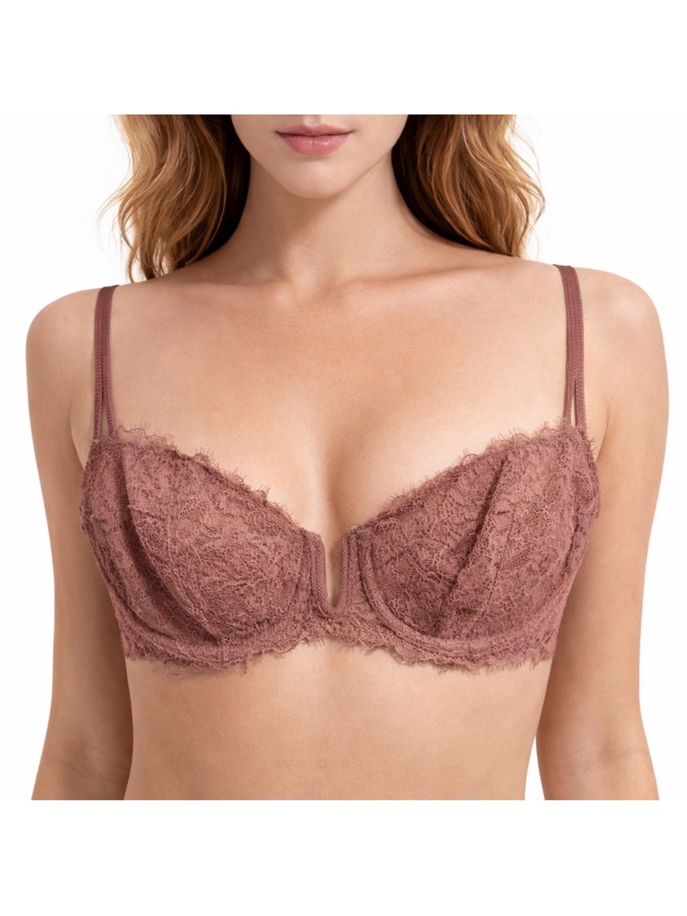 Auden Lace Underwire Balconette Bra Dusty Rose